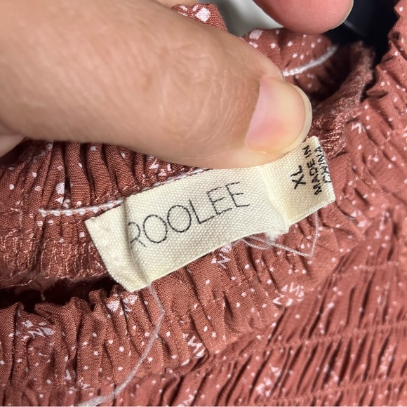 Roolee dusty rose smocked midi dress womens size XL dressy modest balloon sleeve - Picture 7 of 11